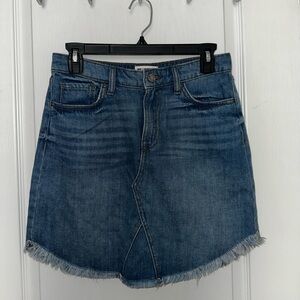 William Rast A-Line Denim Skirt with Frayed Hem